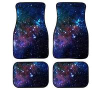 Biyejit Lot de 4 tapis de sol élégants en caoutchouc antidérapant pour voiture, pour avant et arrière, toutes saisons et anti-poussière, Motif étoiles galaxie