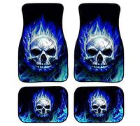 Biyejit Lot de 4 Tapis de Sol pour sièges Avant et arrière, Dos en Caoutchouc Robuste, Ajustement Universel, Accessoires d'intérieur de SUV Bleu
