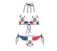Biyejit Maillot de bain 2 pièces pour femme - Sexy - Triangle - Dos nu, Drapeau Dominicain., L