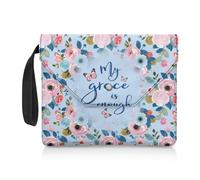 Biyejit My Grace is Enough Housse de protection pour livre de la Bible avec boucle pour les amateurs de livres Grande capacité