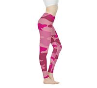 Biyejit Pantalon de yoga pour femme avec imprimé camouflage rose, combishort athlétique, leggings de danse pour le fitness pour femmes