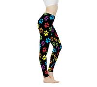 Biyejit Pantalon de yoga pour femme avec taille haute et effet gainant - Pour le yoga, la course à pied et l'entraînement - Tailles XS à 3XL, Motif pattes de chien., M