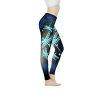 Biyejit Pantalon de yoga pour femmes, combinaison athlétique, leggings de danse pour le fitness en salle de sport pour femmes, Libellule galaxie, XL