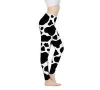 Biyejit Pantalon de yoga pour femmes taille haute Leggings pour dames Leggings d'entraînement pour femme, imprimé vache, XL