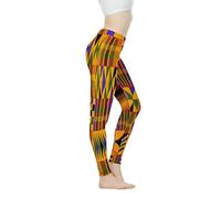 Biyejit Legging de yoga taille haute pour femme, Motif indigène africain, L