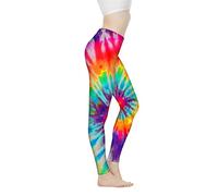 Biyejit Pantalon de yoga pour femmes taille haute Leggings pour dames Leggings d'entraînement pour femme, Imprimé Tie Dye., XL