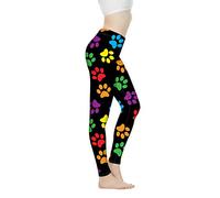 Biyejit Pantalon de yoga taille haute pour femme Legging d'entraînement pour femme, Motif pattes colorées., M