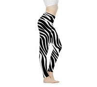 Biyejit Pantalon de yoga taille haute pour femme - Leggings d'entraînement pour femme, Zébré, XS