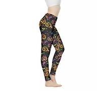 Biyejit Pantalon de yoga taille haute pour femme Leggings d'entraînement pour femme, Citrouille d'Halloween., XL