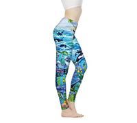 Biyejit Pantalon de yoga taille haute pour femme Leggings d'entraînement pour femme, Dauphins de l'océan., M