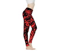 Biyejit Pantalon de yoga taille haute pour femme Leggings d'entraînement pour femme, Fleurs polynésiennes, M