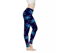 Biyejit Pantalon de yoga taille haute pour femme Leggings d'entraînement pour femme, Libellule., M