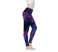 Biyejit Pantalon de yoga taille haute pour femme Leggings d'entraînement pour femme, Motif étoiles galaxie, S