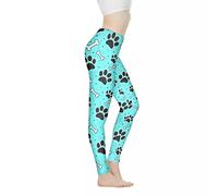 Biyejit Pantalon de yoga taille haute pour femme Leggings d'entraînement pour femme, Patte de chien bleue., S