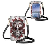 Biyejit Petit sac à bandoulière pour téléphone portable, porte-cartes, portefeuille, sac à main pour écran tactile, Candy Skull, Taille unique