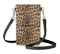 Biyejit Petit sac à bandoulière pour téléphone portable, porte-cartes, portefeuille, sac à main pour écran tactile, Motif léopard Marron