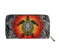 Biyejit Portefeuille long en cuir pour femme avec porte-cartes de crédit et pochette de téléphone avec fermeture éclair, Tortue de Polynésie, Taille unique, Décontracté