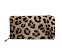 Biyejit Portefeuille long en cuir pour femme Motif floral Porte-cartes Pochette Capacité d'embrayage, imprimé léopard, Taille unique, Décontracté