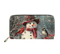 Biyejit Portefeuille long en cuir pour femme Motif floral Porte-cartes Pochette Capacité d'embrayage, Bonhomme de neige de Noël., Taille unique, Décontracté
