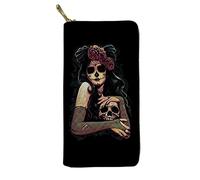Biyejit Portefeuille long en cuir pour femme Motif floral Porte-cartes Pochette Capacité d'embrayage, Crâne en sucre pour, Taille unique, Décontracté
