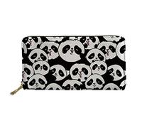 Biyejit Portefeuille long en cuir pour femme - Porte-cartes de crédit - Grande capacité - Fermeture éclair, Jolis pandas., Taille unique, Décontracté