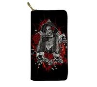 Biyejit - Portefeuille long en cuir pour femmes avec imprimé floral, porte-téléphone, porte-cartes, pochette avec poche de capacité, Taille unique, Décontracté