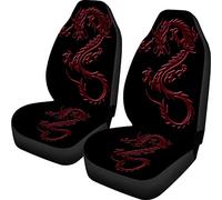 Biyejit Red Dragon Lot de 2 Housses de siège Avant de Voiture universelles pour camions, Voitures, camionnettes