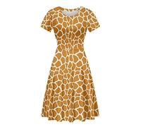 Biyejit Robes à imprimé 3D pour femme à manches courtes Robes fluides courtes à porter pour une soirée Robe trapèze décontractée, 3XL