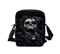 Biyejit Sac à bandoulière avec sangles réglables, Skull-Black
