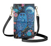 Biyejit Sac à bandoulière pour téléphone portable en cuir PU avec écran tactile, chouette