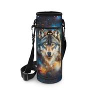 Biyejit Sac à bouteille d'eau avec fermeture éclair et bretelles réglables pour garçons et enfants, Galaxy Wolf., Taille unique, Organiseur de sac