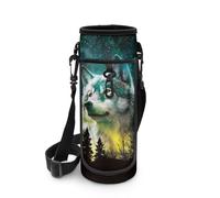 Biyejit Sac à bouteille d'eau avec fermeture éclair et bretelles réglables pour garçons et enfants, Wolf Galaxy., Taille unique, Organiseur de sac