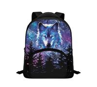 Biyejit Sac à dos pour tout-petits filles et garçons, sac à dos préscolaire pour maternelle, sac à dos d'école pour enfants avec sangles réglables, Loup Forêt Galaxie