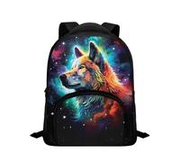 Biyejit Sac à dos pour tout-petits filles et garçons, sac à dos préscolaire pour maternelle, sac à dos d'école pour enfants avec sangles réglables, Loup galaxie cool