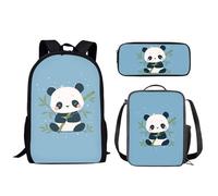 Biyejit Sac à dos scolaire pour garçons et filles léger avec boîte à lunch Lot de 3, panda, taille unique