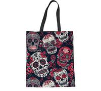 Biyejit Sac à main en toile - Style décontracté - En coton - Pour femme et fille, Imprimé tête de mort florale., Taille unique