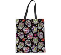 Biyejit Sac à main en toile - Style décontracté - En coton - Pour femme et fille, Sugar Skull, Taille unique
