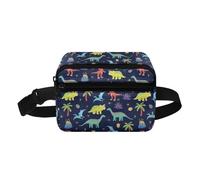 Biyejit Sac banane léger pour enfants avec sangle de ceinture réglable multi-poches pour filles et garçons, Dinosaure coloré.