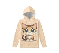Biyejit Sweat à capuche en polaire avec poche pour garçons et filles de 6 à 16 ans, chats, 11-13 ans