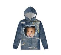 Biyejit Sweat à capuche en polaire avec poche pour garçons et filles de 6 à 16 ans, Cochon d'Inde., 14-16 ans