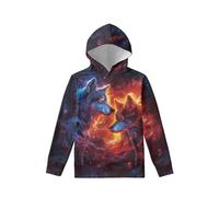 Biyejit Sweat à capuche en polaire avec poche pour garçons et filles de 6 à 16 ans, Feu de loup, 8-10 ans