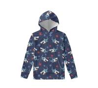 Biyejit Sweat à capuche en polaire avec poche pour garçons et filles de 6 à 16 ans, Requins mignons, 8-10 ans