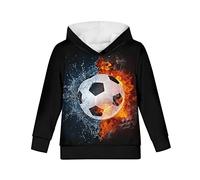 Biyejit Sweat à capuche en polaire pour garçons et filles avec poche pour enfants de 6 à 16 ans, Water Fire Football, 8-10 ans