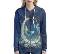 Biyejit - Sweat-shirt à capuche pour femme avec fermeture éclair complète, manches longues, avec poche, pour le sport, les voyages, les activités de plein air, XS-5XL, L