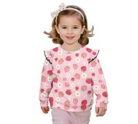Biyejit Sweat-shirt à manches longues pour filles - Col rond - Vêtements décontractés pour filles de 1 à 8 ans, fraise, 2-3 ans