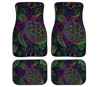 Biyejit Tapis de sol avant et arrière pour voiture en tortue polynésienne, 4 pièces Ensemble de tapis de sol antidérapants pour voiture Accessoires automobiles, ensemble de tapis de sol résistants à