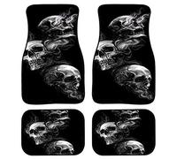 Biyejit Tapis de sol en forme de crâne et de squelette pour voiture - Tapis antidérapants pour sièges avant et arrière - Protège-tapis décoratifs pour voiture - Tapis de sol résistants à la poussière