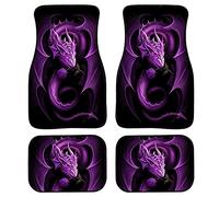 Biyejit Tapis de sol pour voiture en caoutchouc résistants pour femmes et hommes - Motif de dragon violet - Protection toutes saisons - Ensemble de 4 pièces - Ajustement universel pour SUV, camion et