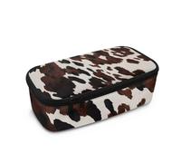 Biyejit Trousse à crayons de grande capacité pour enfants avec fermeture éclair portable pour maquillage, pièces de monnaie, sac à main pour adolescents, garçons et filles, Vache marron, Taille unique