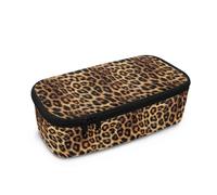 Biyejit Trousse à crayons de grande capacité pour enfants avec fermeture éclair portable pour maquillage, pièces de monnaie, sac à main pour adolescents, garçons et filles, Motif léopard, Taille